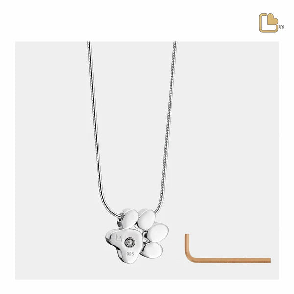 Pendant: Paw - Rhodium Plated