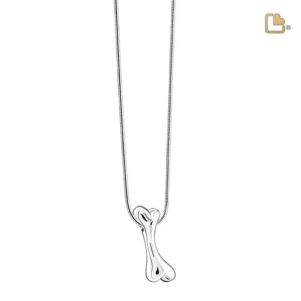Pendant: Dog Bone - Rhodium Plated