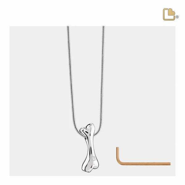 Pendant: Dog Bone - Rhodium Plated