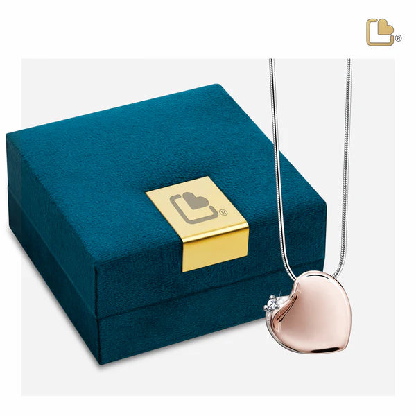 Pendant: Leaning Heart - Rose Gold Vermeil w/Crystal
