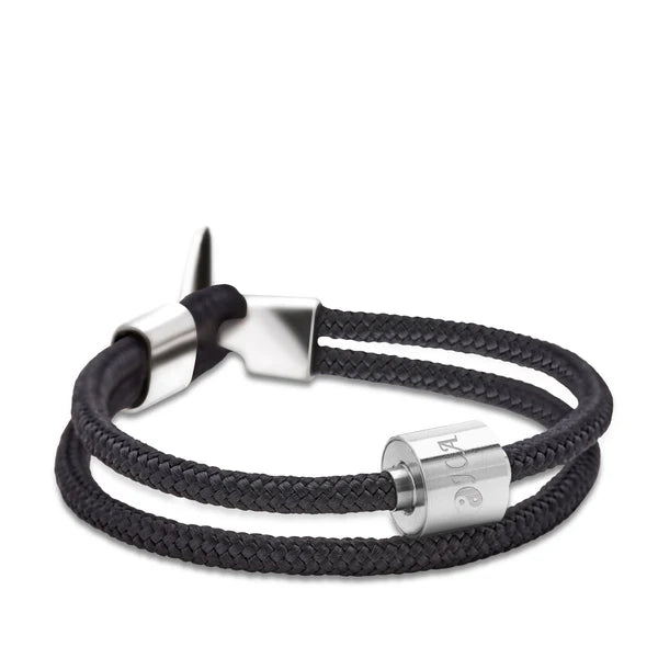 Memento Bracelet: Cord Brushed Ashes Bead Black (M)