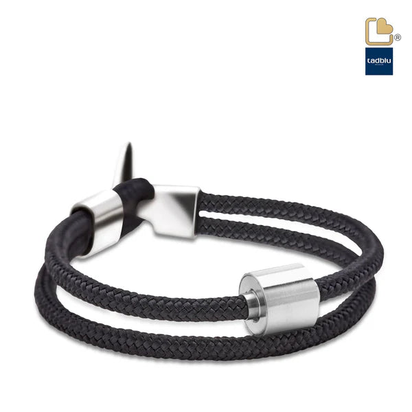 Memento Bracelet: Cord Brushed Ashes Bead Black (M)
