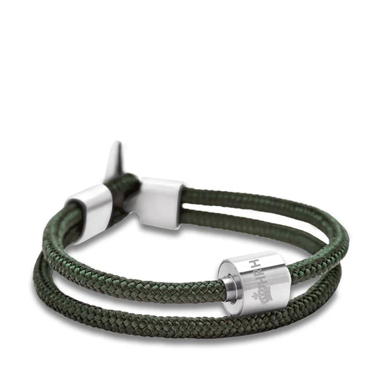 Memento Bracelet: Cord Brushed Ashes Bead Nato Green (XL)