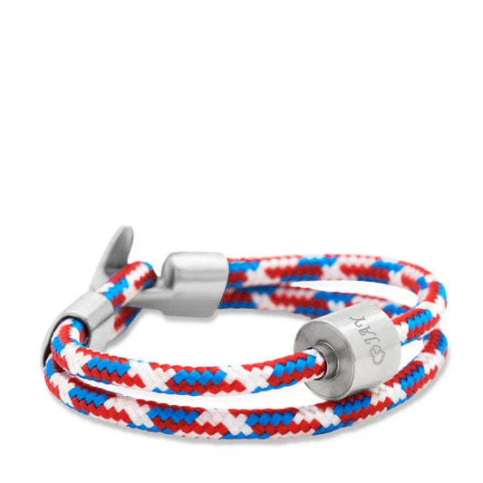 Memento Bracelet: Cord Brushed Ashes Bead Tommy Red-Blue (XL)
