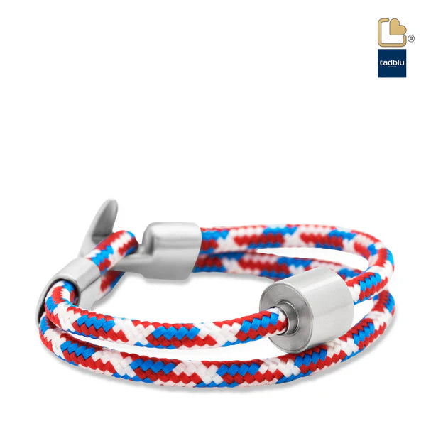 Memento Bracelet: Cord Brushed Ashes Bead Tommy Red-Blue (L)