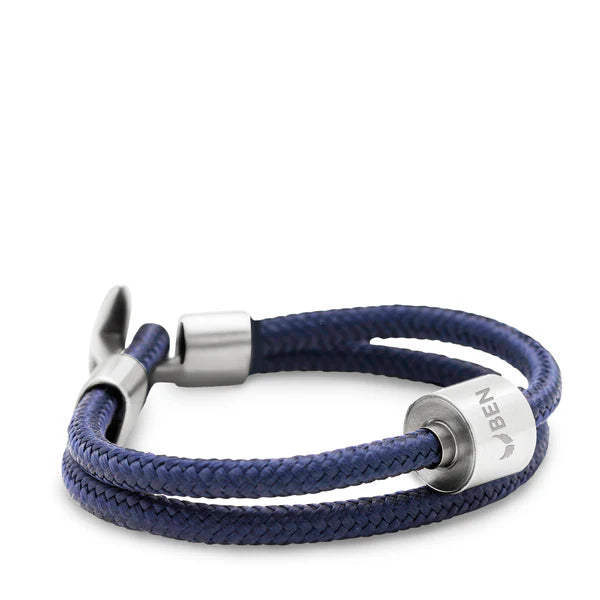 Memento Bracelet: Cord Brushed Ashes Bead Navy Blue (L)
