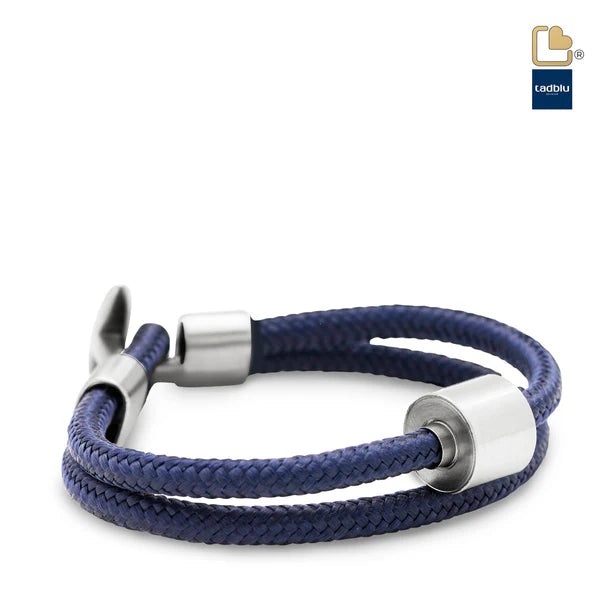 Memento Bracelet: Cord Brushed Ashes Bead Navy Blue (L)