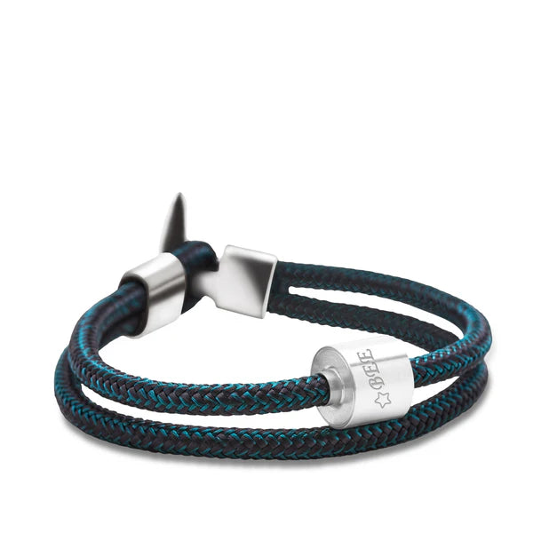 Memento Bracelet: Cord Brushed Ashes Bead Black-Petrol (S)