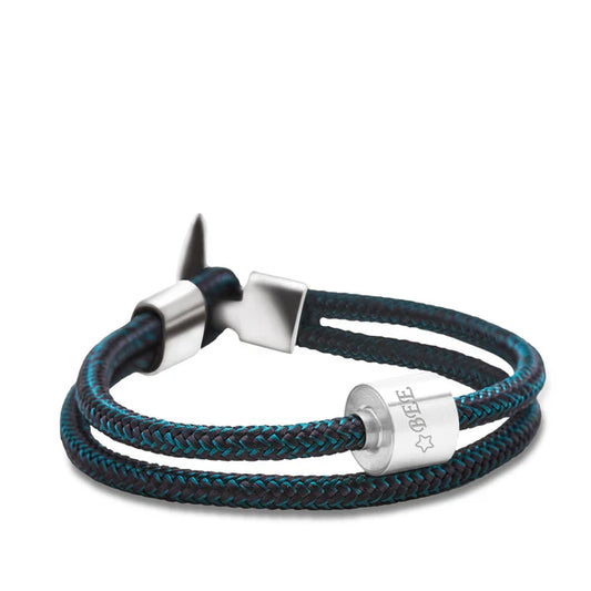 Memento Bracelet: Cord Brushed Ashes Bead Black-Petrol (XL)