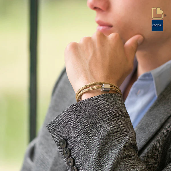 Memento Bracelet: Cord Brushed Ashes Bead Goldsand (L)