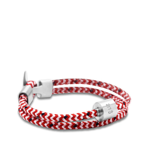 Memento Bracelet: Cord Brushed Ashes Bead Red-White (M)