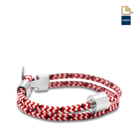 Memento Bracelet: Cord Brushed Ashes Bead Red-White (M)