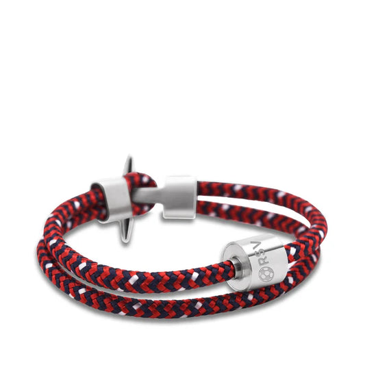 Memento Bracelet: Cord Brushed Ashes Bead Red-Black (XL)