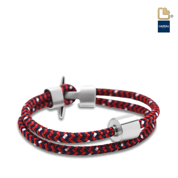 Memento Bracelet: Cord Brushed Ashes Bead Red-Black (L)