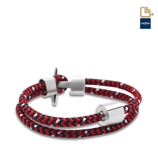 Memento Bracelet: Cord Brushed Ashes Bead Red-Black (XL)