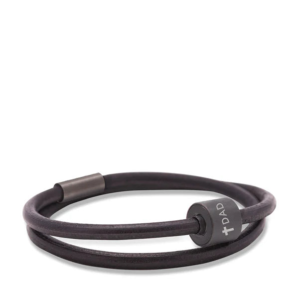 Memento Bracelet: Smooth Leather Black Ashes Bead Black (M)