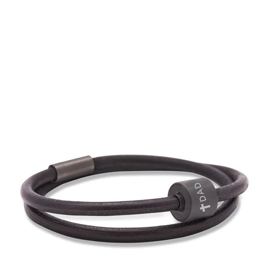 Memento Bracelet: Smooth Leather Black Ashes Bead Black (L)