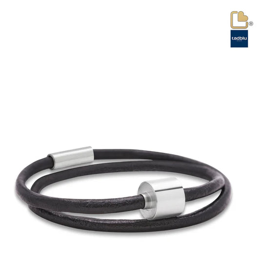Memento Bracelet: Smooth Leather Black Ashes Bead Black (XL)