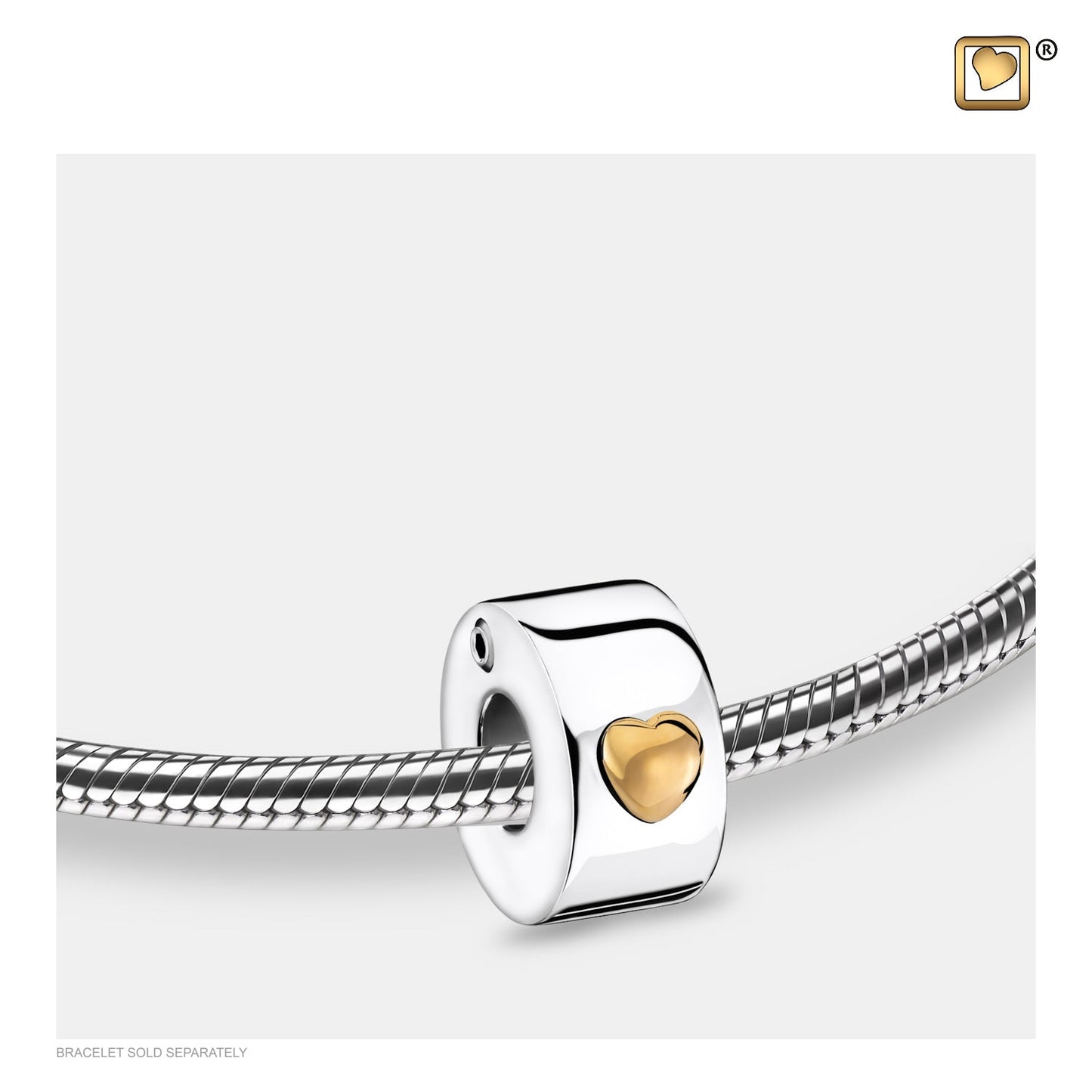 Bead: Glowing Heart - Rhodium Plated Gold Vermeil Two Tone - BD2013
