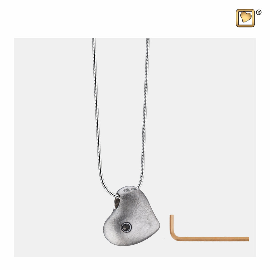 Pendant: Leaning Heart - Rhodium Plated Two Tone - PD1000