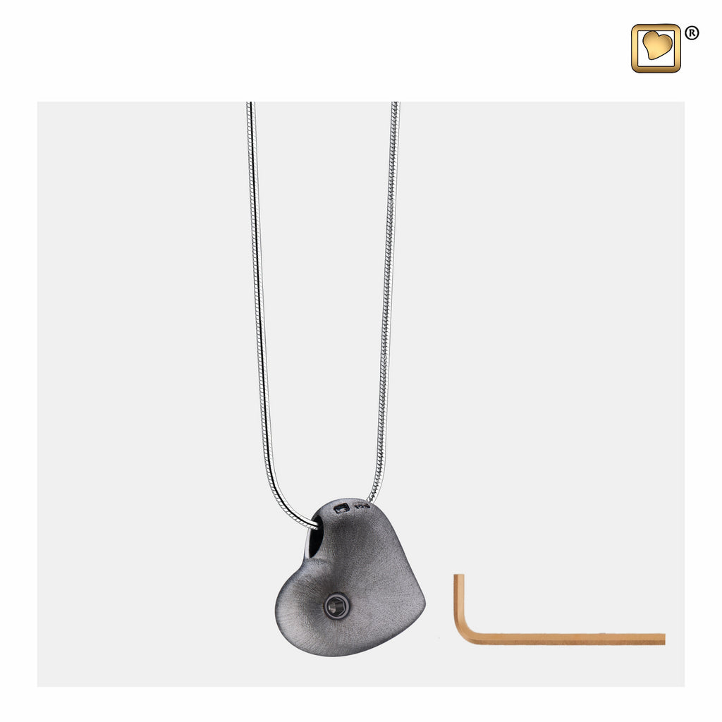 Pendant: Leaning Heart - Ruthenium Plated Two Tone - PD1002