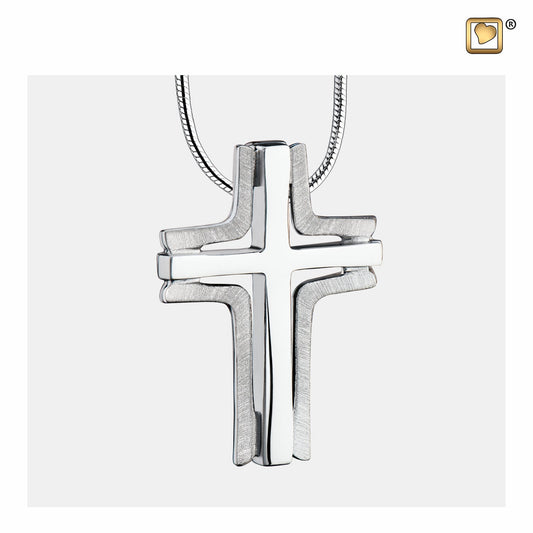 Pendant: Cross Elegant - Rhodium Plated Two Tone - PD1130