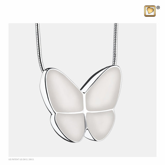 Pendant: Wings Of Hope Pearl - Enamel Rhodium Plated - PD1202