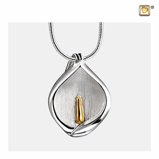 Pendant: Calla Lily - Rhodium Plated Gold Vermeil Two Tone - PD1210