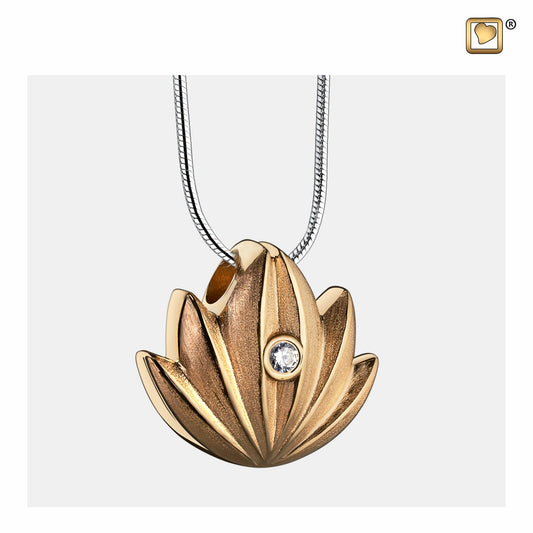 Pendant: Lotus - Gold Vermeil Two Tone w/Clear Crystal - PD1301