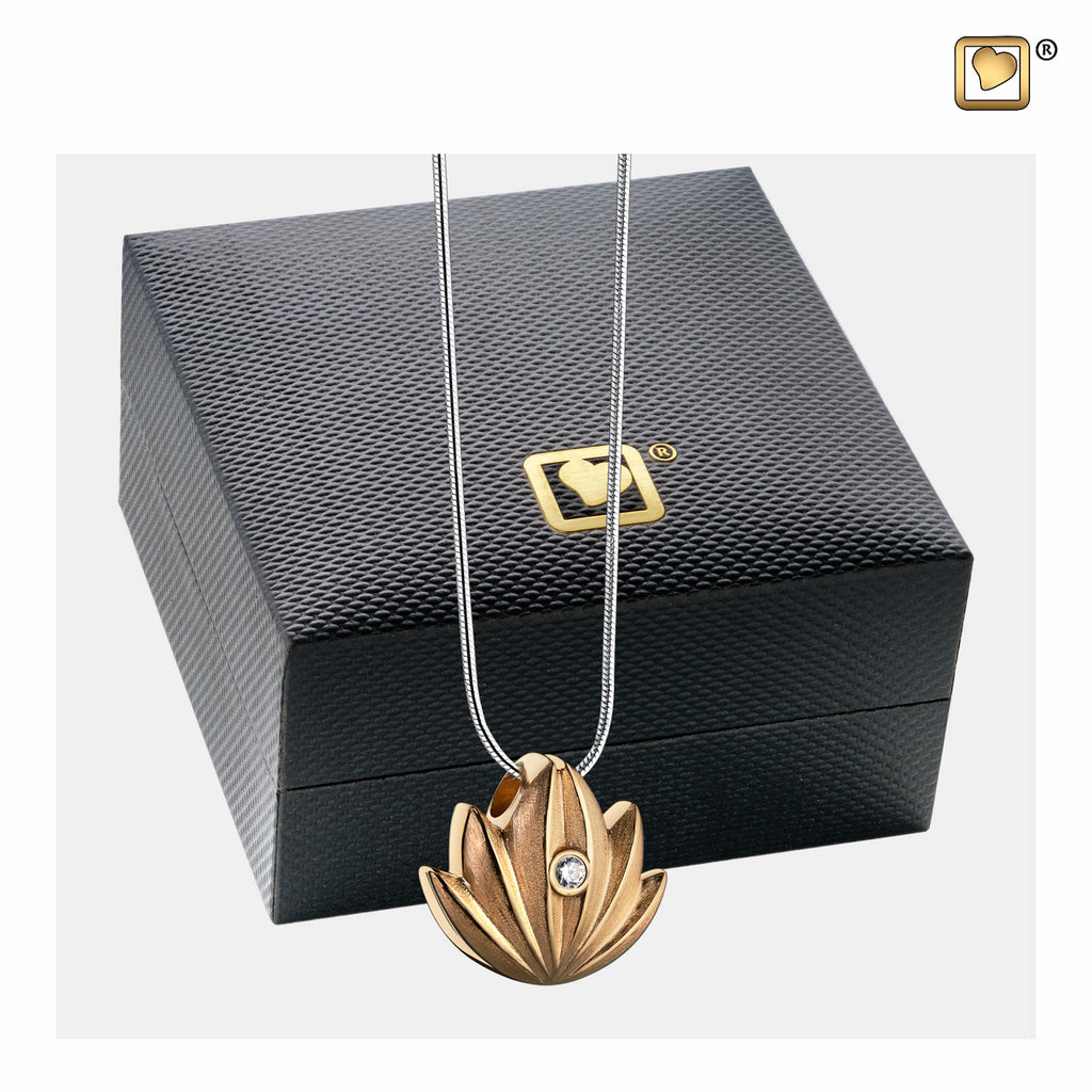 Pendant: Lotus - Gold Vermeil Two Tone w/Clear Crystal - PD1301