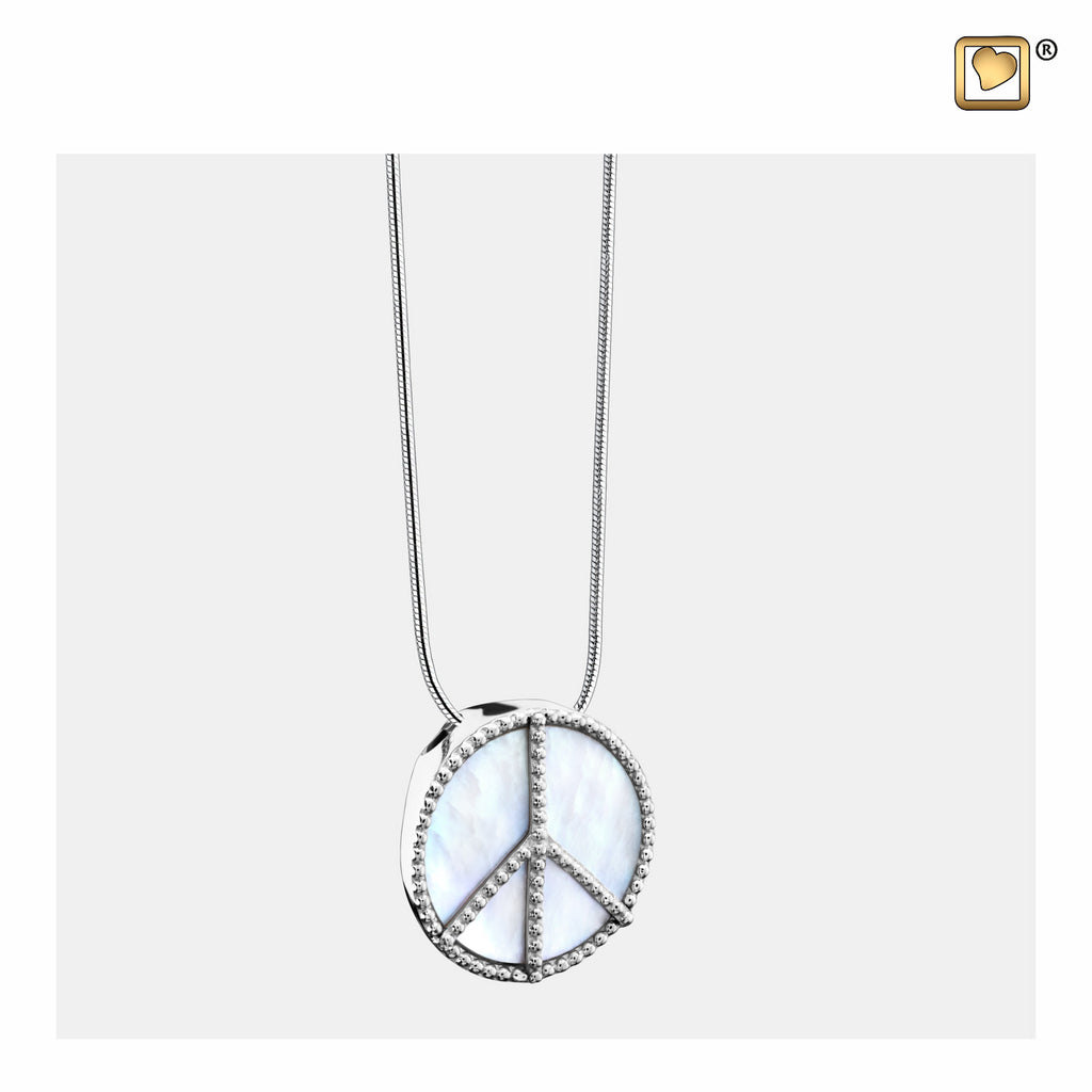 Pendant: Peace Mother of Pearl - Rhodium Plated - PD1320