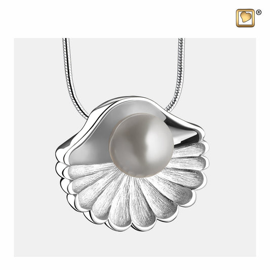 Pendant: Sea Shell Pearl - Rhodium Plated Two Tone - PD1480
