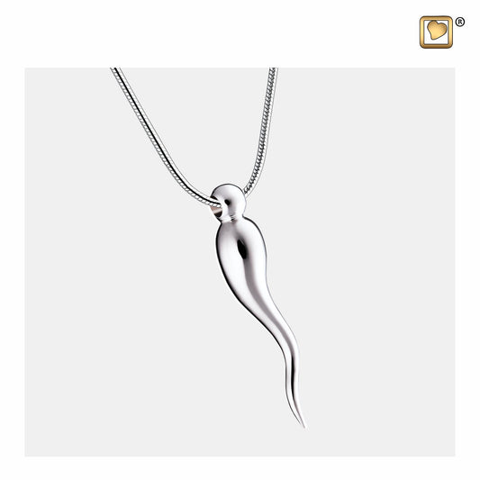 Pendant: Italian Horn - Rhodium Plated - PD1520