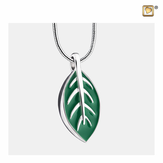 Pendant: Leaf - Enamel Rhodium Plated - PD1560